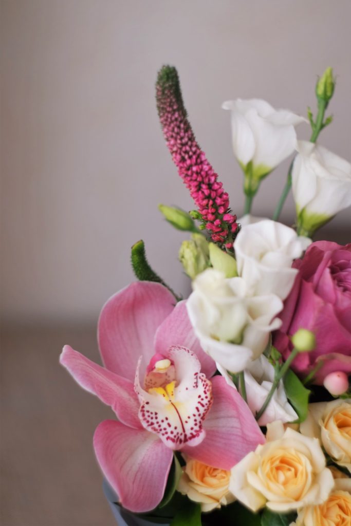Closeup view of Veronica or SpeedWell flowers in a floral arrangement