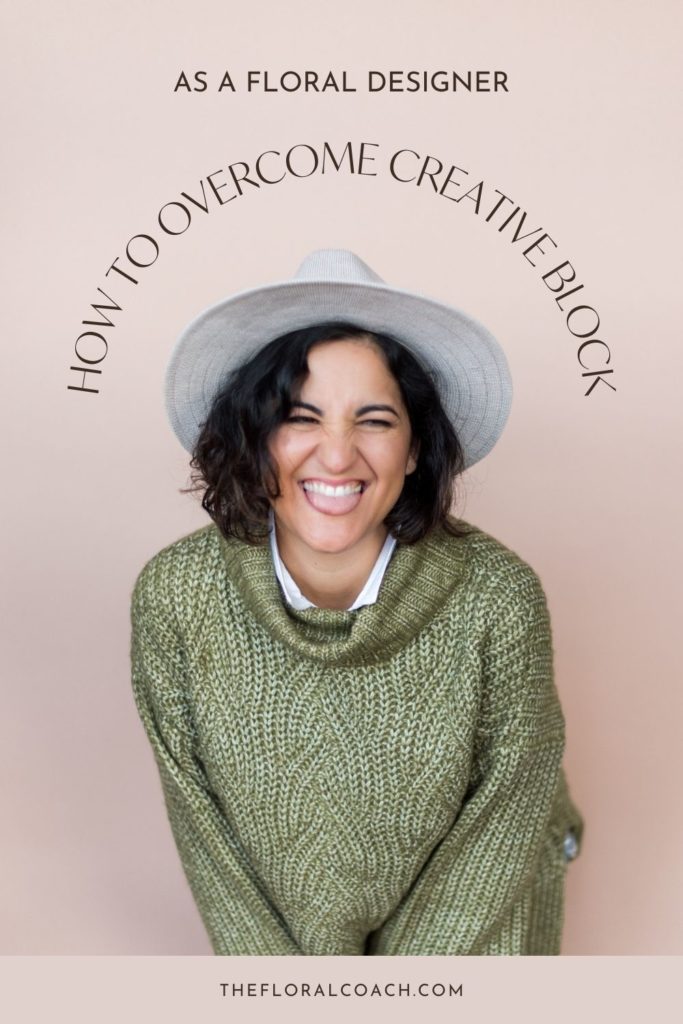 Image of Amy Balsters smiling with text overlaying the image that reads How to Overcome Creative Block