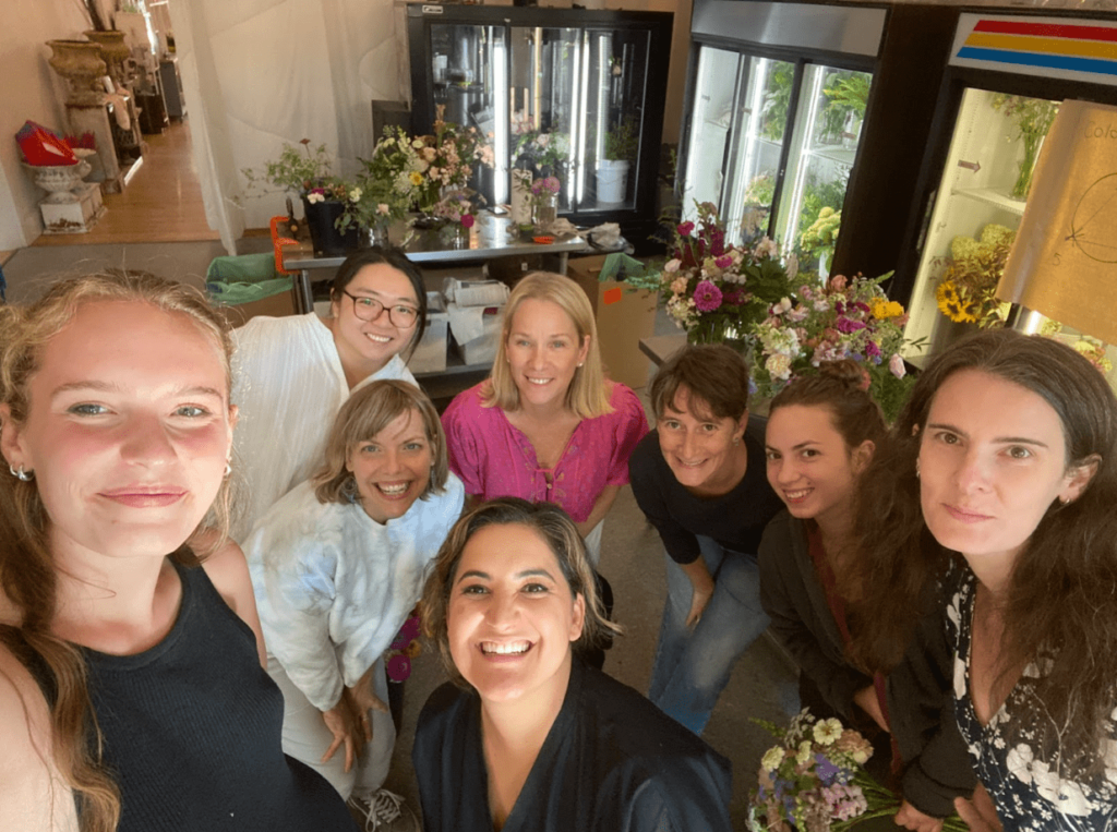 Hanging out with Hedgefine Blooms during a Bouquet Bootcamp® Hands On Workshop