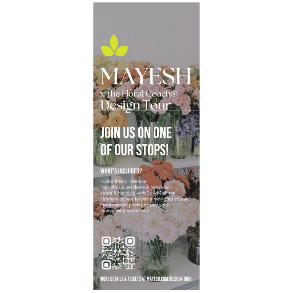 Featured in Florists' Review Magazine (May 2023) highlighting the top 10 floral education opportunities. The Mayesh Design Tour with Amy Balsters is featured in this issue.